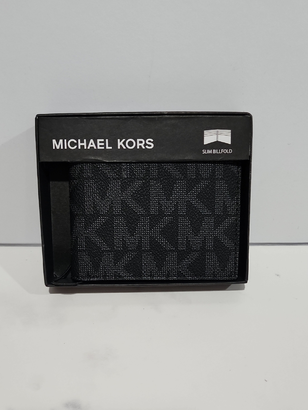 Michael Kors Black Nori MK Logo Slim Billfold Wallet